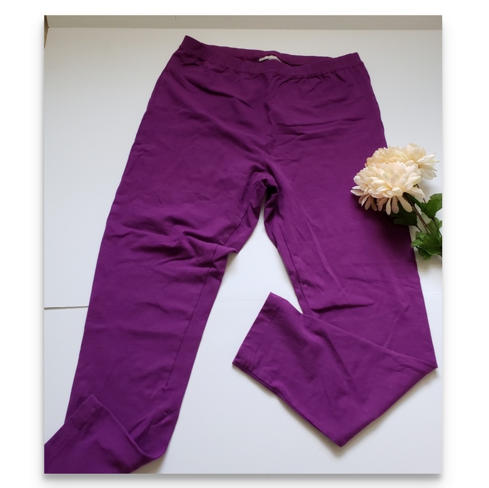 Purple Elastic waist leggings